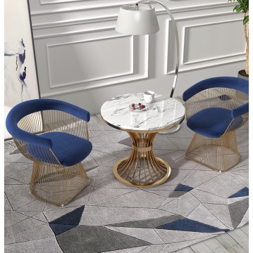 Blue Velvet Modern Living Room Sofa Chair with Stainless Steel Base