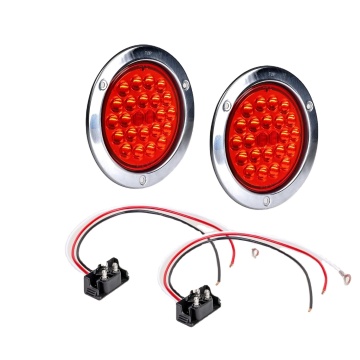 2PC 4 Inch Round LED Trailer Tail Lights - Compatible Connector Plug Included