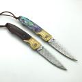 Handmade Damascus Steel Folding Hunting Knife