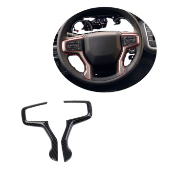 Couverture de garniture de volant adhésif intérieur de style fibre de carbone pour Chevrolet Silverado 2019-2022