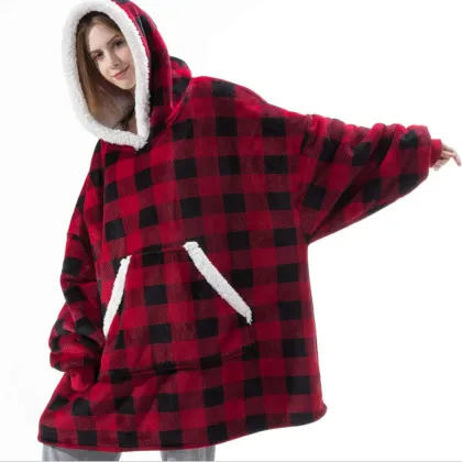 Flannel hoodie blanket sweatshirt