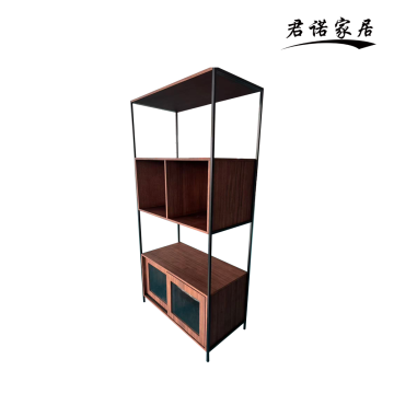 Italian Minimalist Metal & Wood Storage Shelf