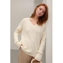 Pullover da donna con scollo a V in morbido cashmere