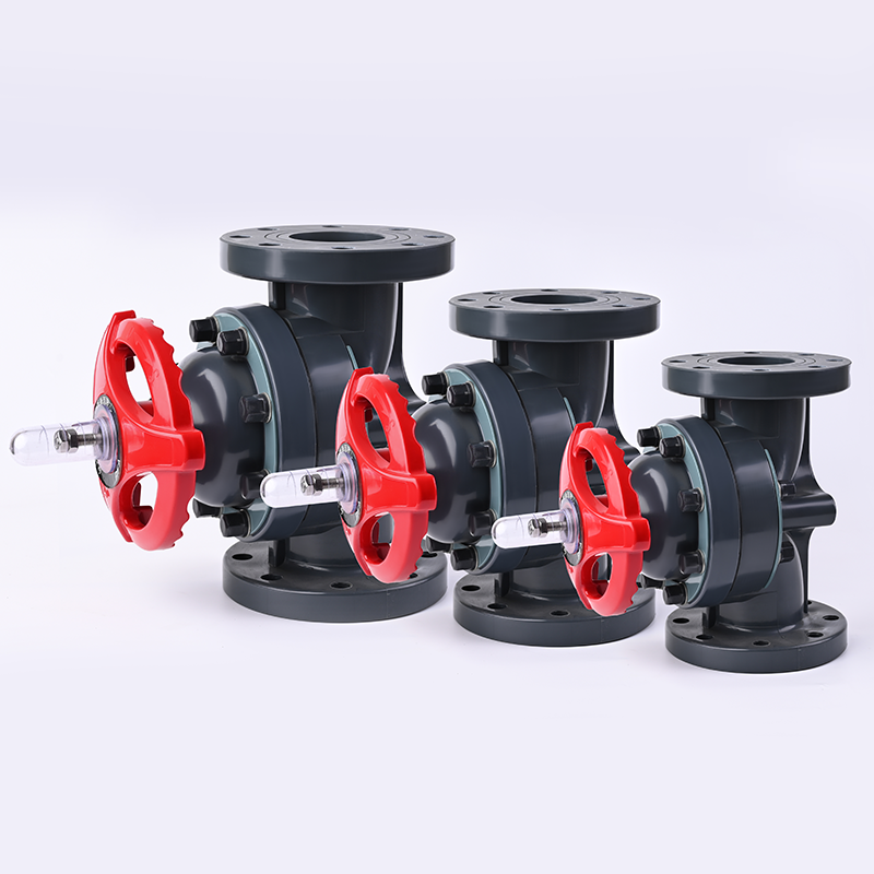 Промышленный фланцевый мембранный клапан из ПВХ | Стандарт DIN/ANSI/JIS | Двухслойная мембрана из ПТФЭ+ЭПДМ