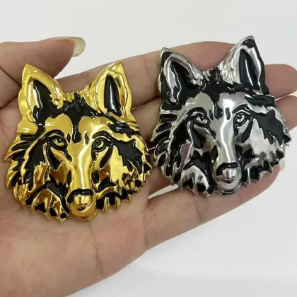 3D Metal Stereoscopic Wolf Head Car Emblem
