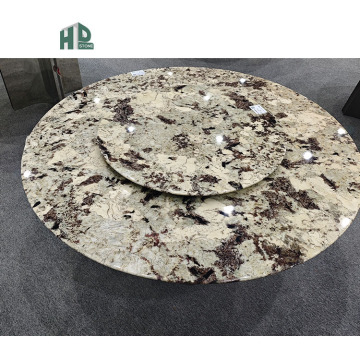 Polished Marble Dining Table with Metal Legs