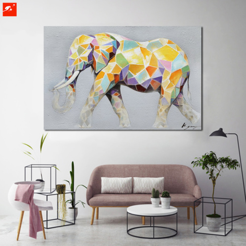 Colorful Cartoon Canvas Print Painting Elephant