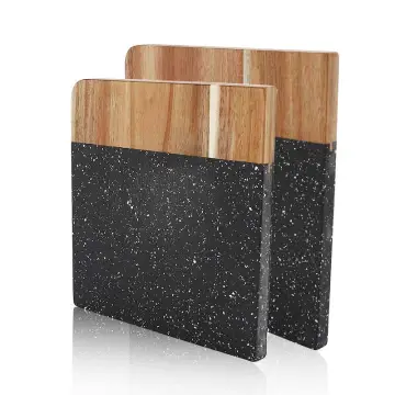 Customized Acacia Wood Rectangle Marble Slab Pastry Board Cutting Set