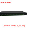 16 portas USB Hub2.0 200W Power