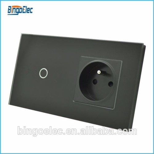 EU standard french socket with touch wall light switch