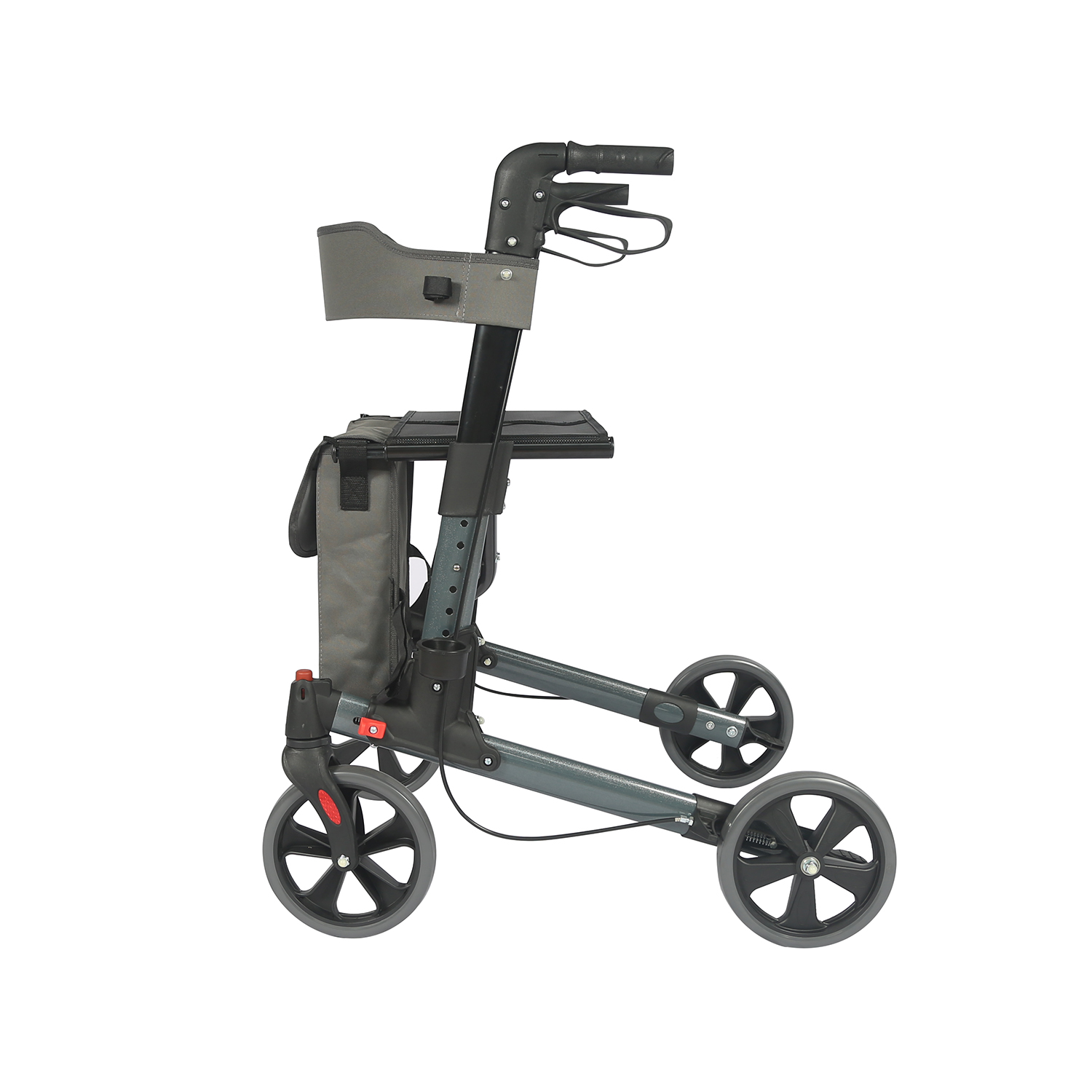 Medische lichtgewicht dubbele vouwbare draagbare aluminium oefening 4 wielen Walker Rollator voor volwassen TRA03