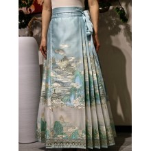 falda maxi plisada azul claro