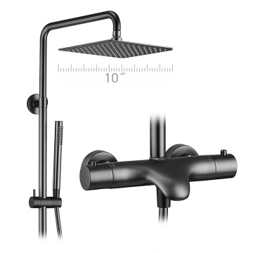 2021 new fashion gun metal grey brass bathroom shower system thermostatic black