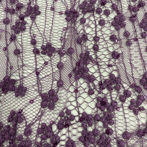 Circle Dot Embroidery On Poly Lace Fabric