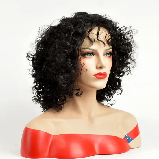 Wholesale Synthetic wig African black women's Loose curly and deep wave black wig for Afro black women