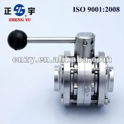 Sanitation three-piece flange butterfly valve