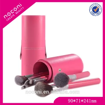 From China Brush Factory Red 12pcs wooden Handle mermaid brush kit with cylinder brush holder