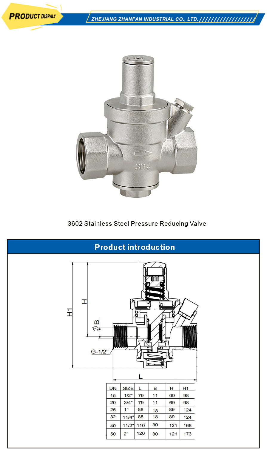 Stainless steel pressure control valve