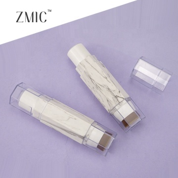Custom Logo White Marble Clear Bronzer Makeup Stick with Concealer, 15g, Double Foundation Stick with Brush