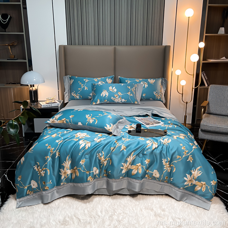 Borong murah dibasuh Tencel Comforter tempat tidur set