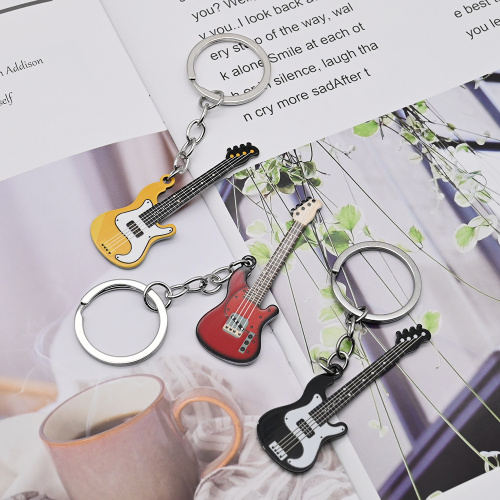 Zinc alloy guitar shape keychain
