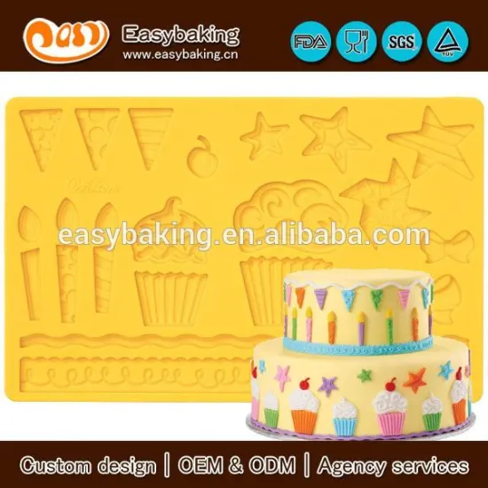 Best selling kids party fondant and gum paste cupcake silicone mold