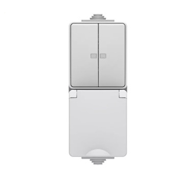 2Gang 1Way LED and Socket with Shutter Surface