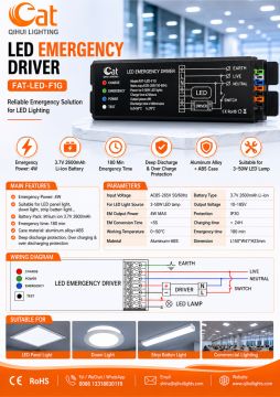 Aluminium-LED-Notfalltreiber 3–50 W, 185–265 V