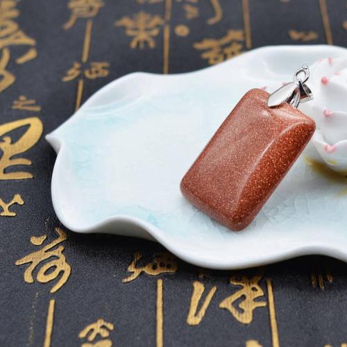 Natural Goldstone Women Chakra Rectangle Gemstone Pendant Necklace