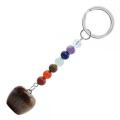 Tigers Eye 20 mm Gemstone Apple Pendant Prendant Prenant avec 7 Chakra Chain