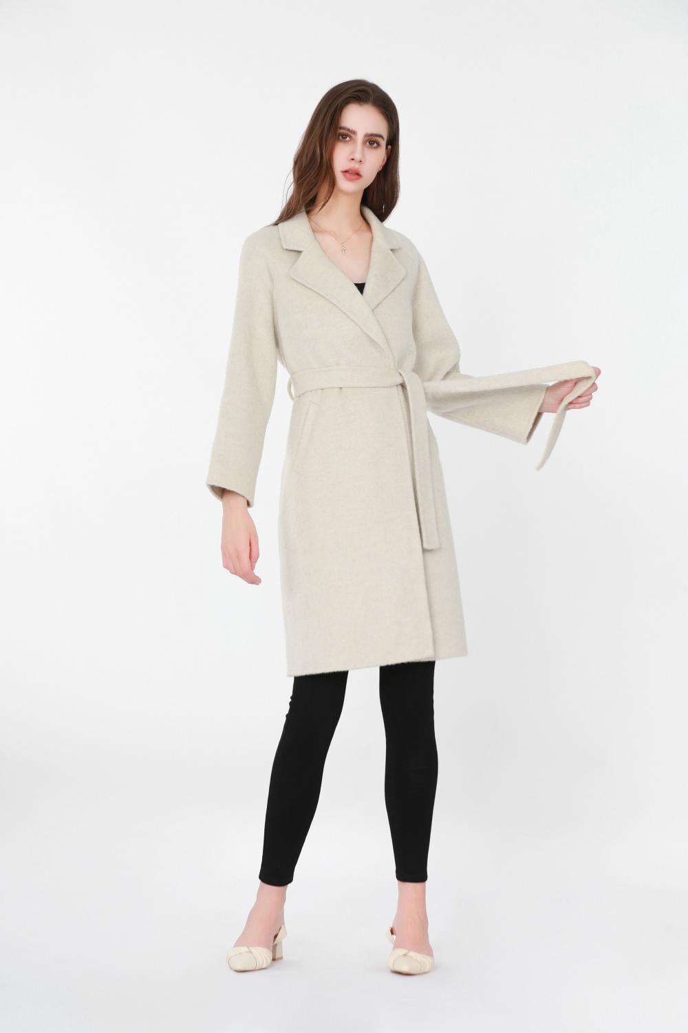 Three-quarter sleeves suit-stlye collar long woolen coat