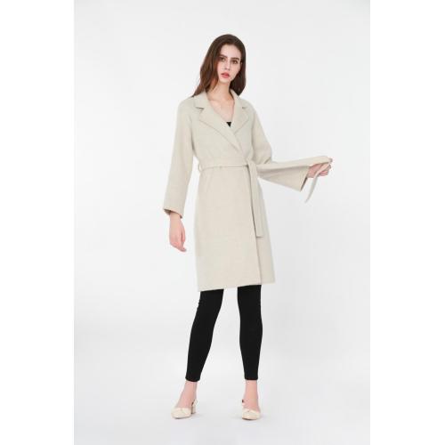 3 Piece Suit For Women Three-quarter sleeves suit-stlye collar long woolen coat Factory