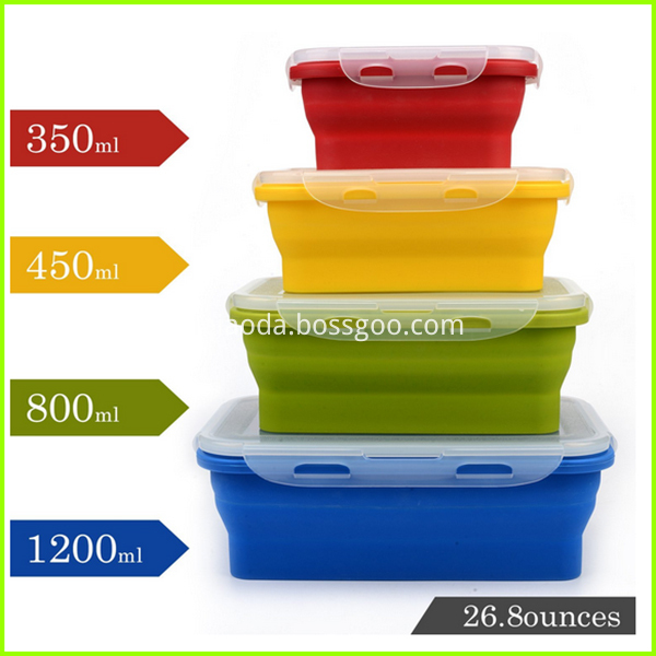 Set Of 4 Disposable Silicone Lunch Box For Kids