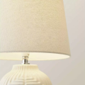 Geometric White Ceramic Lamp Linen Shade Modern