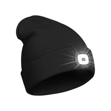Unisex Beanie Hat with USB Rechargeable LED Headlamp