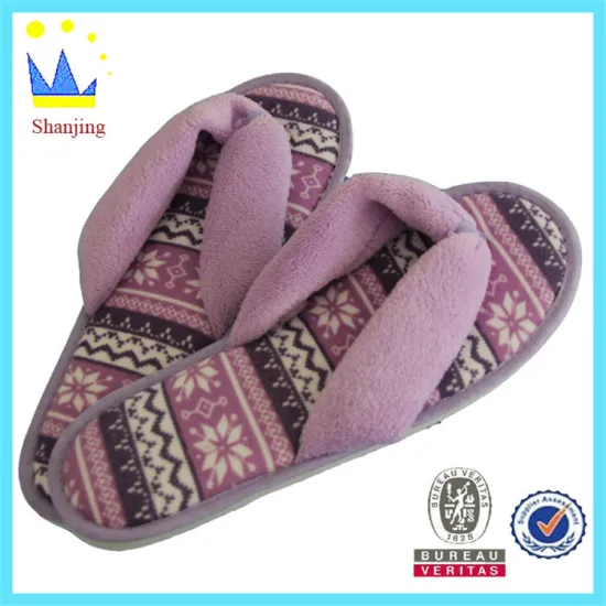 2016 new design cheap fashion purple printed flip flop slipper