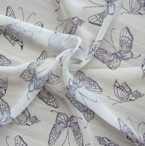 Butterfly Printed Silk Jorjet Cloth,Silk Crepe Georgette from Silk Manufacturer