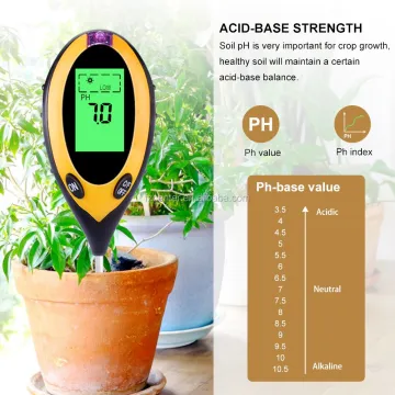 4-in-1 Soil Tester: pH, Moisture, Temperature, and Sunlight Intensity Meter