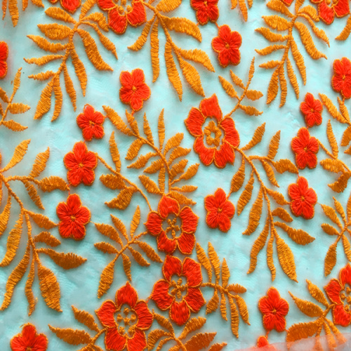 Multicolor polyester garnbroderityg med kammussla