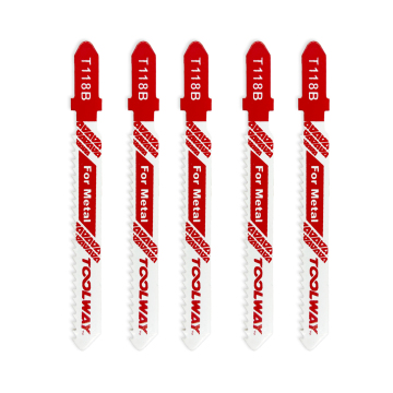 Toolway T118B Metal Jig Saw Blade Set: 12TPI Straight Cuts, T-Shaft Design - 5 Pieces