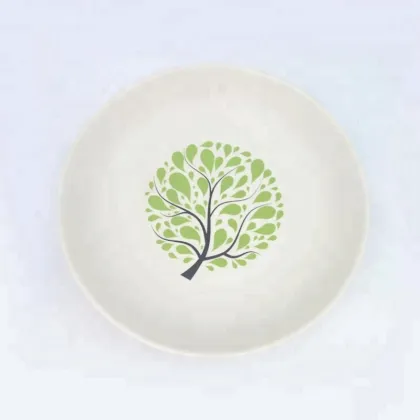 Bamboo Fiber Round Deep Dinner Plate Soup Plate