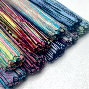 Polyester Spandex Space Dyed Knit Single Jersey Fabric