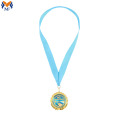 रिबन के साथ कस्टम गोल्ड वेटलिफ्टिंग पदक