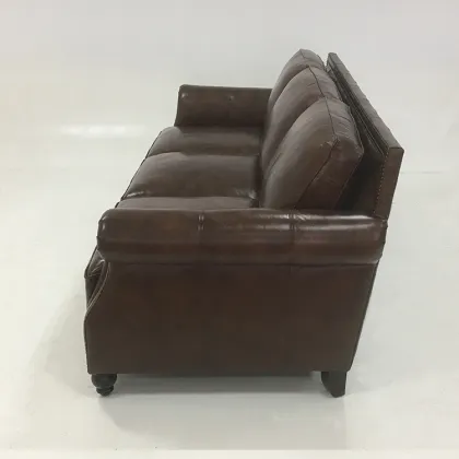 Three person shiny leather sofa