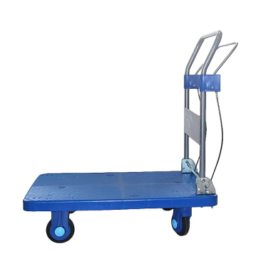Factory Outlet: Heavy Duty 4-Wheel Warehouse Storage Trolley with Plastic Construction and Hand Brake