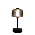 Rechargeable LED touch table lamp striped glass shade