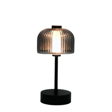 Rechargeable LED touch table lamp striped glass shade