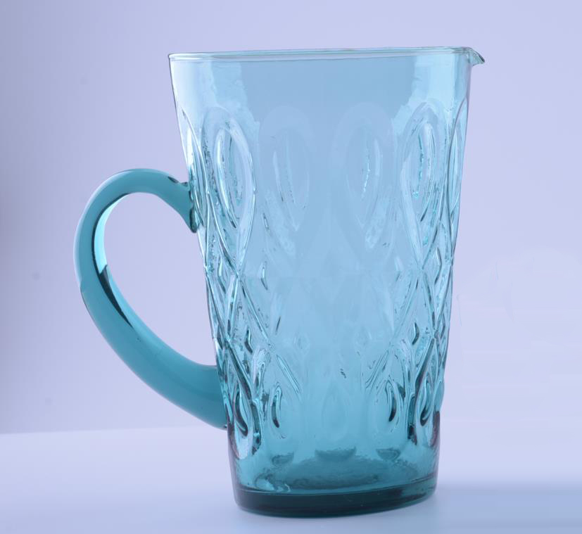 blue glass pithcer