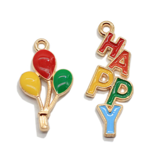 Σμάλτο Γράμμα HAPPY Charms Alloy Balloon μενταγιόν Μεταλλικό DIY Art Decor Χειροποίητο βραχιόλι Κοσμήματα Εύρεση