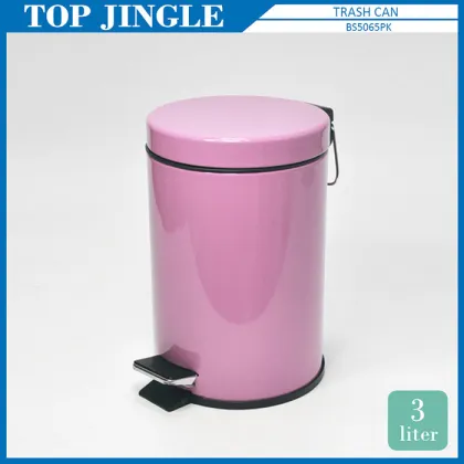 Small White Color Metal Toilet Waste Bin Basket With Lid